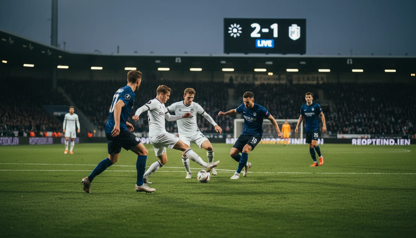 1X2 live weddenschap - voetbalveld met scorebord tijdens wedstrijd