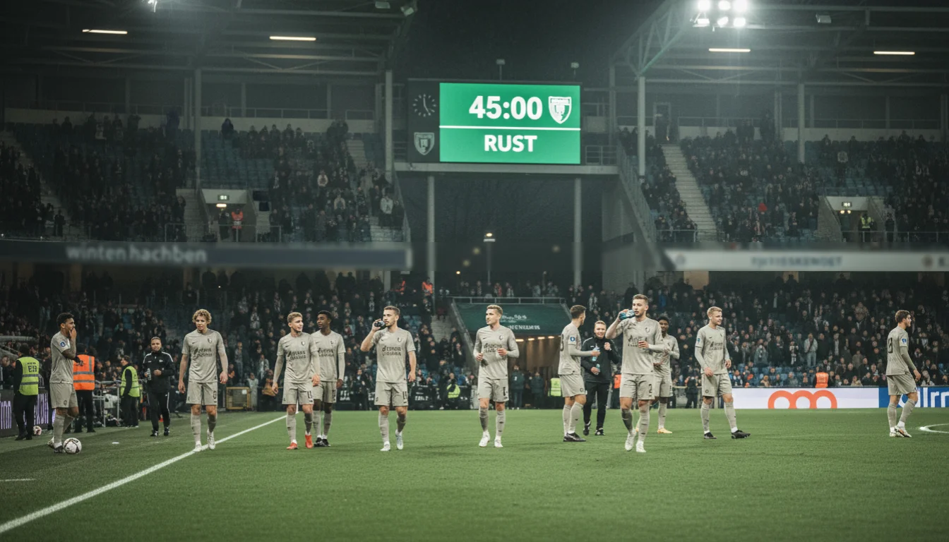 Halftime fulltime wedden - voetballers tijdens rust op het veld