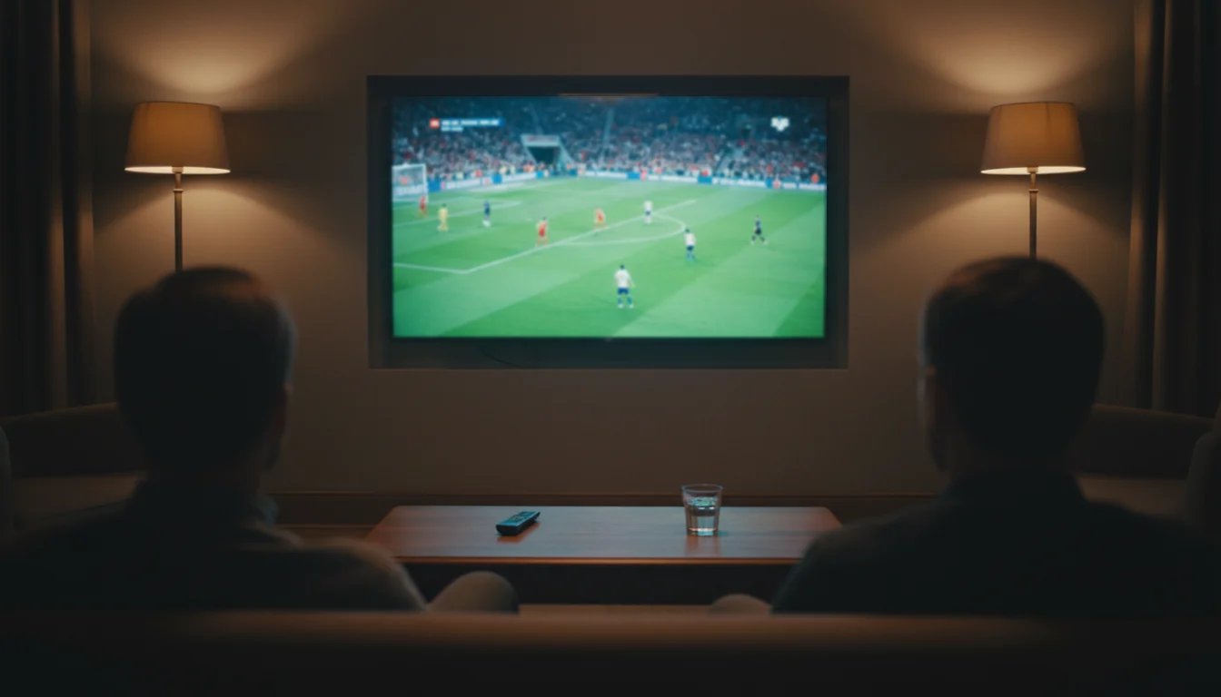 Live stream wedden - voetbalwedstrijd op groot scherm met supporters