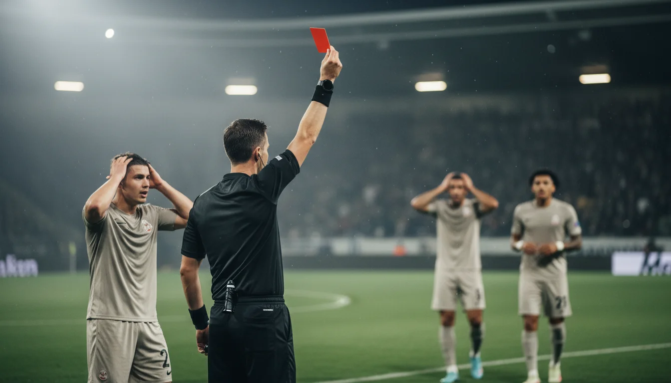 Rode kaart strategie - scheidsrechter toont rode kaart tijdens voetbalwedstrijd
